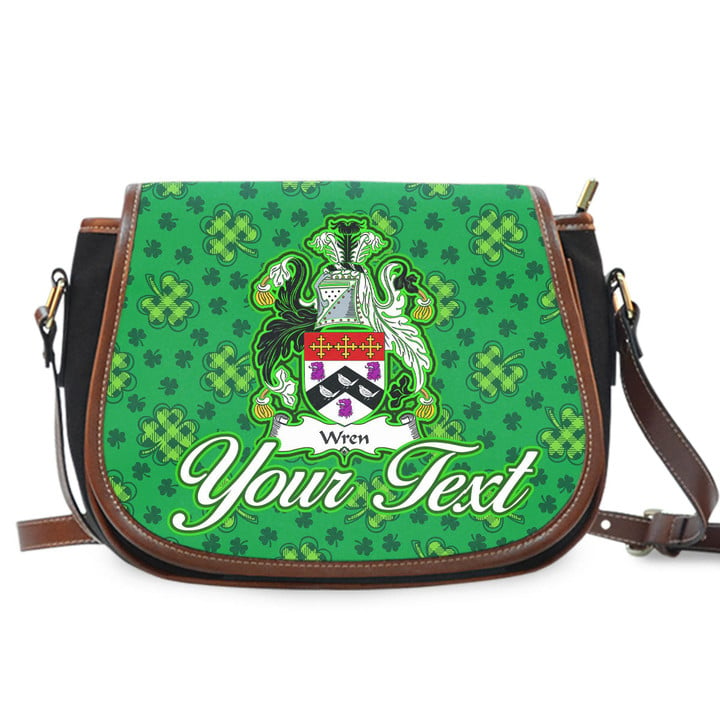 Ireland Wren or Wrenn Irish Family Crest Saddle Bag - Pretty Green Plaid Irish Shamrock A7 | 1stIreland