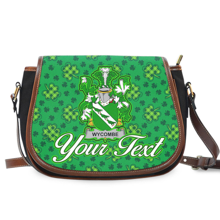 Ireland Wycombe Irish Family Crest Saddle Bag - Pretty Green Plaid Irish Shamrock A7 | 1stIreland