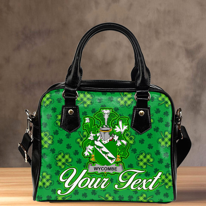 Ireland Wycombe Irish Family Crest Shoulder Handbag - Pretty Green Plaid Irish Shamrock A7 | 1stIreland