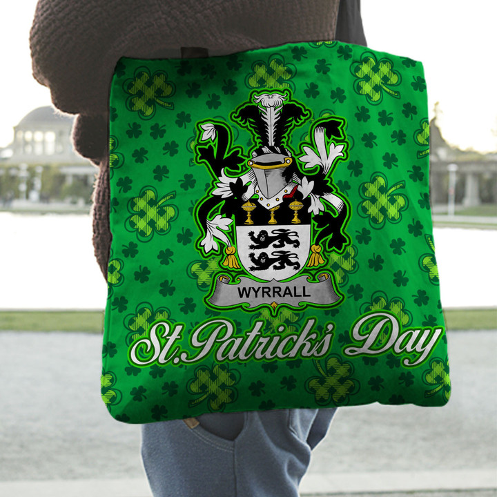 Ireland Wyrrall Irish Family Crest Tote Bag - Pretty Green Plaid Irish Shamrock A7 | 1stIreland