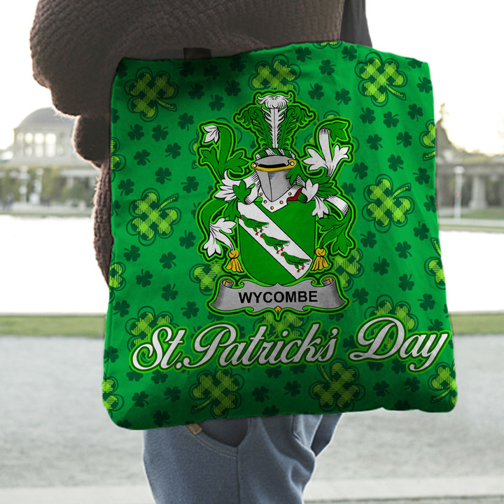 Ireland Wycombe Irish Family Crest Tote Bag - Pretty Green Plaid Irish Shamrock A7 | 1stIreland