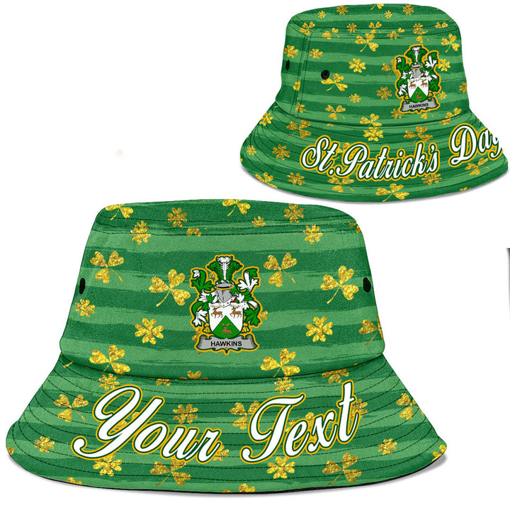 Ireland HawkinsIII Irish Family Crest Bucket Hat - Luxury Golden Irish Shamrock A7 | 1stIreland