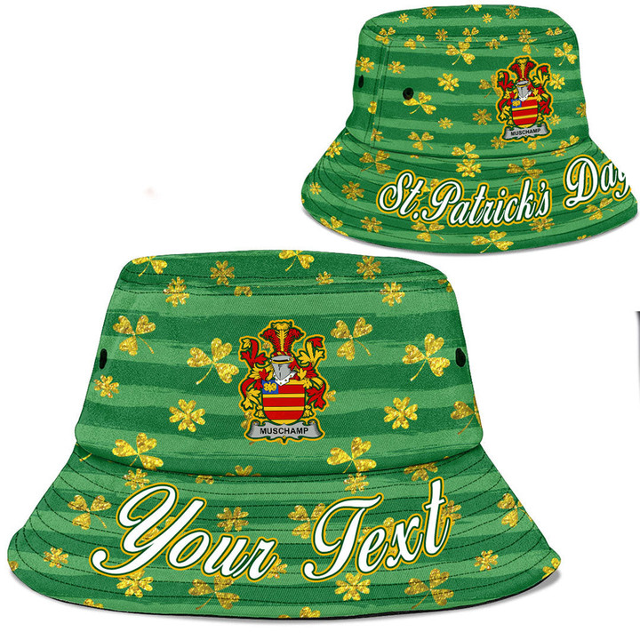 Ireland Muschamp Irish Family Crest Bucket Hat - Luxury Golden Irish Shamrock A7 | 1stIreland
