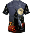 Halloween black cat witches and spider and pumpkin 3D T Shirt Sweatshirt Zip Hoodie Bomber