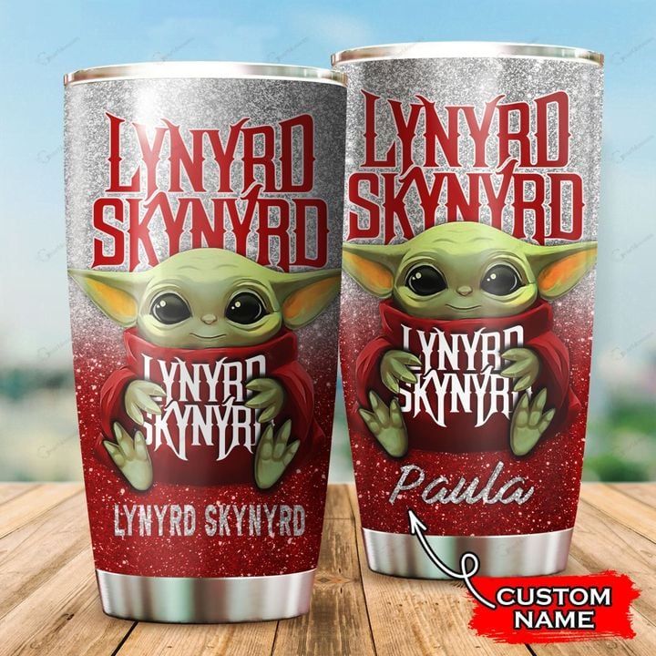 Custom name Lynyrd Skynyrd Baby yoda Star Wars Disney gift For Lovers Travel Tumbler All Over Print 