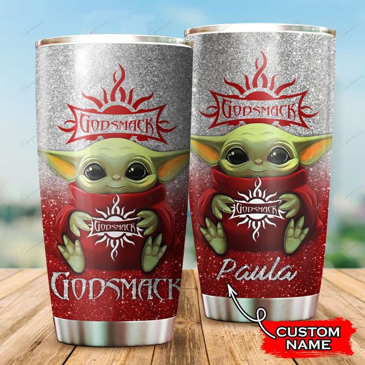Custom name Godsmack Baby yoda Star Wars Disney gift For Lovers Travel Tumbler All Over Print 