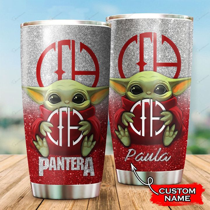 Custom name Pantera Baby yoda Star Wars Disney gift For Lovers Travel Tumbler All Over Print 