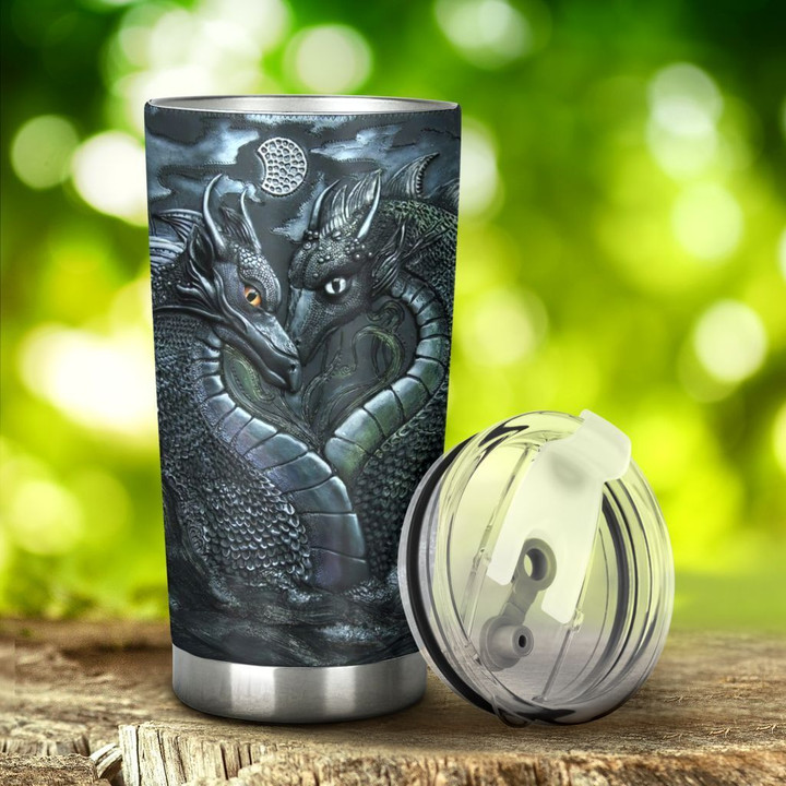 Personalized Dragon Couple Gift for lover Day Travel Tumbler All Over Print 