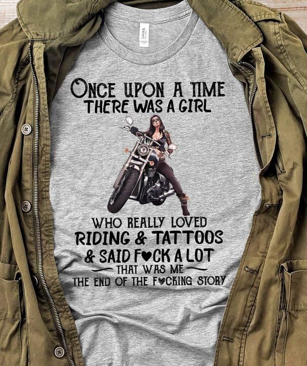 Motor girl riding  and tattoos T Shirt Hoodie Sweater