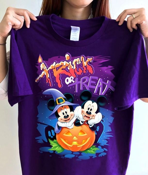 Witch mickey mouse trick or treat happy halloween pumpkin T Shirt Hoodie Sweater
