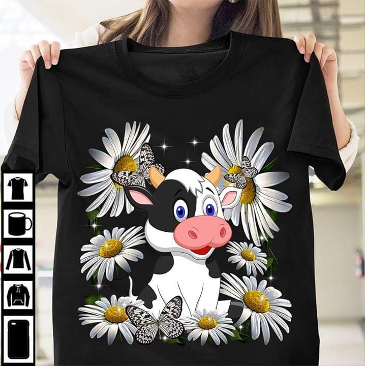 Cow daisy flowers T Shirt Hoodie Sweater