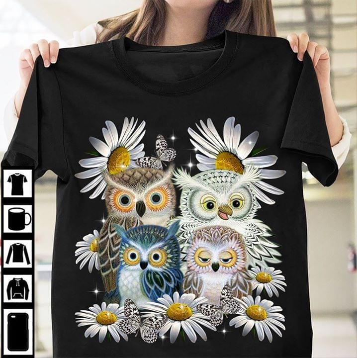 Owl daisy flower T Shirt Hoodie Sweater