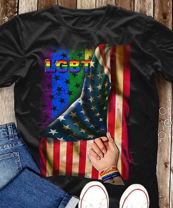 LGBT american flag T shirt hoodie sweater