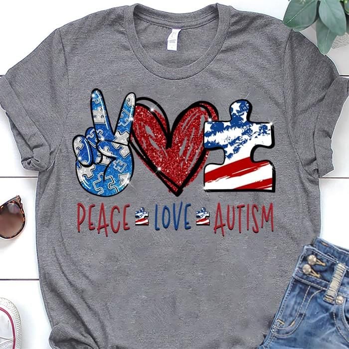 Peace love autism T Shirt Hoodie Sweater