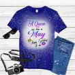 A Queen Was Born In May Happy Birthday To Me Tie Dye Bleached T-shirt