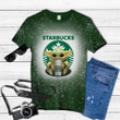 Baby Yoda Hug Starbucks Tie Dye Bleached T-shirt