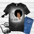 Black Queen Lady Curly Natural Afro African American Ladies Tie Dye Bleached T-shirt