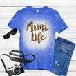 Mimi Life Leopard Pattern Mother's Day Tie Dye Bleached T-shirt