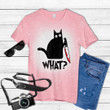 Cat What Funny Black Cat Shirt, Murderous Cat With Knife Tie Dye Bleached T-shirt