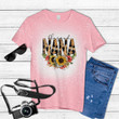 Blessed Nana Mother's Day Floral Tie Dye Bleached T-shirt