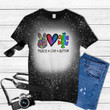 Peace Love Autism Tie Dye Bleached T-shirt
