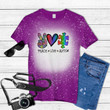 Peace Love Autism Tie Dye Bleached T-shirt