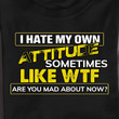 I Hate My Own Attitude Sometimes Like Wtf Are You Mad About Now T Shirt Hoodie Sweater