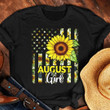America flag sunflower august girl T Shirt Hoodie Sweater