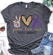 Fibromyalgia awareness peace love and cure T shirt hoodie sweater