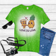 Love is Love Cute Pride Pineapple Pizza Tie Dye Bleached T-shirt