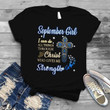 The cross september girl i can do all things through chirst who gives me strength T shirt hoodie sweater