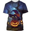 Halloween black cat cute witches 3D T Shirt Sweatshirt Zip Hoodie Bomber