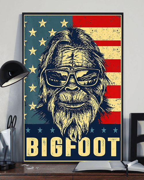 4th Of July Independence Day Bigfoot Home Living Room Wall Decor Vertical Poster Canvas