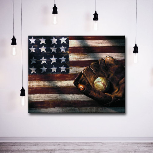 4th Of July Independence Day Baseball For Men And Women Home Living Room Wall Decor Horizontal Poster Canvas