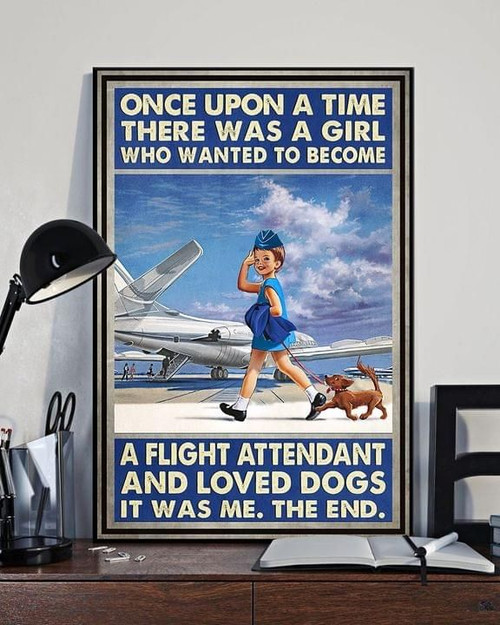 Who wanted to become a flight attendant and loved dogs Home Living Room Wall Decor Vertical Poster Canvas