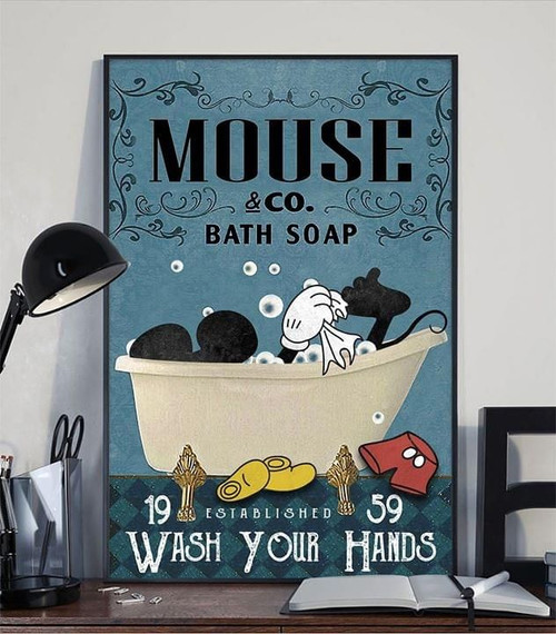 Mickey mouse disney bath soap wash your hands Home Living Room Wall Decor Vertical Poster Canvas
