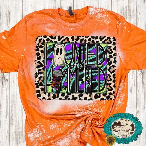 Hunted and hammered Halloween Tie Dye Bleached T-shirt