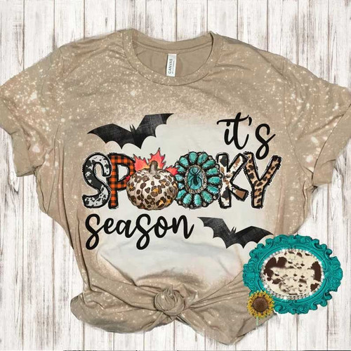 It's spooky season Halloween Tie Dye Bleached T-shirt
