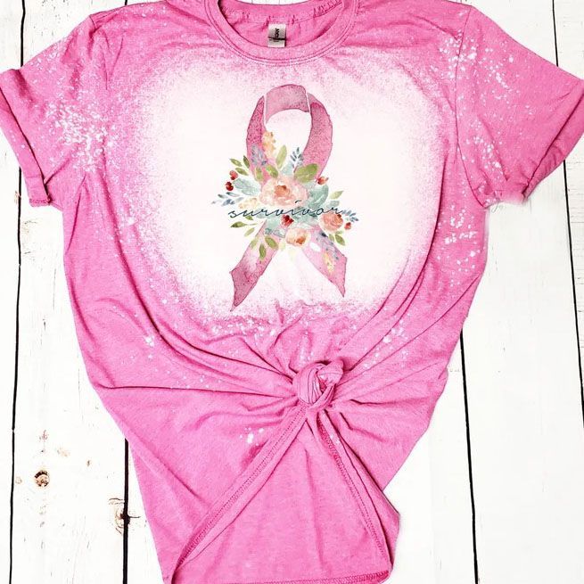 Breast Cancer Awareness Tie Dye Bleached T-shirt