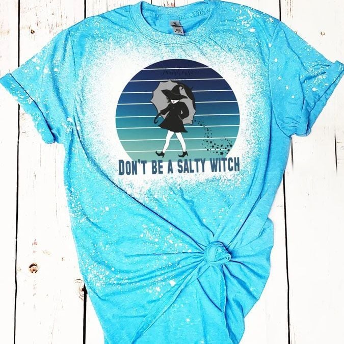 Don't Be A Salty Witch Happy Halloween Tie Dye Bleached T-shirt
