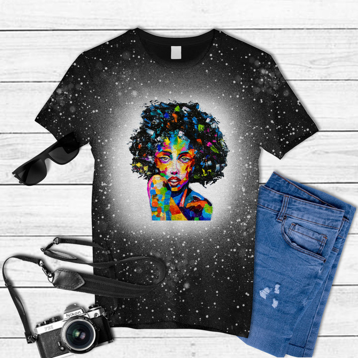 Black Woman Black History Juneteenth Woman Tie Dye Bleached T-shirt