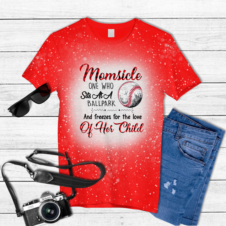 Momsicle One Who Sits At A Ballpank And Freezes For The Love Of Her Child Tie Dye Bleached T-shirt