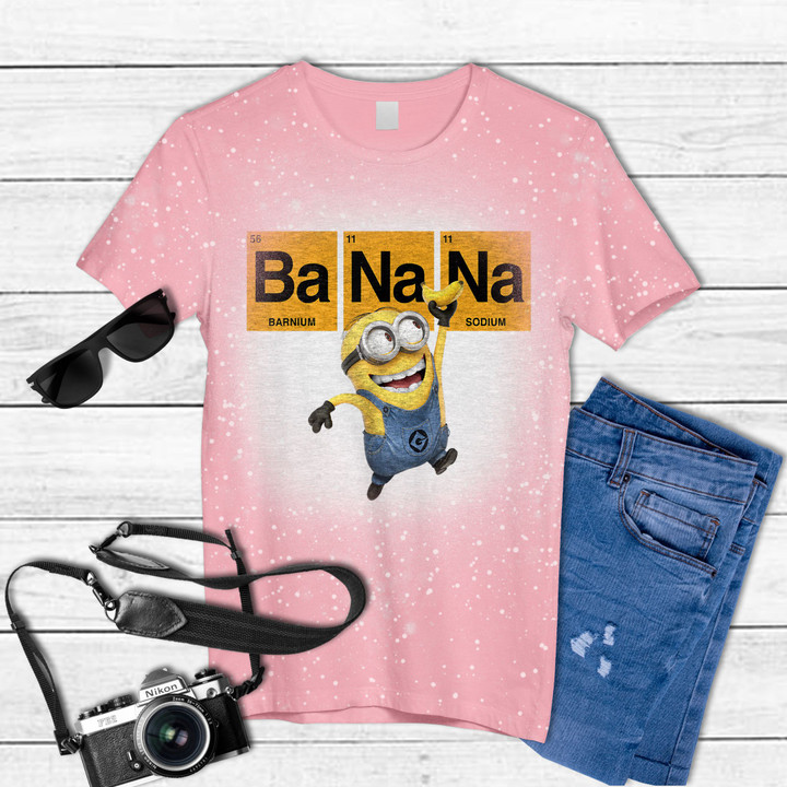 Despicable Me Minions Banana Elemental Square Happy Portrait Tie Dye Bleached T-shirt