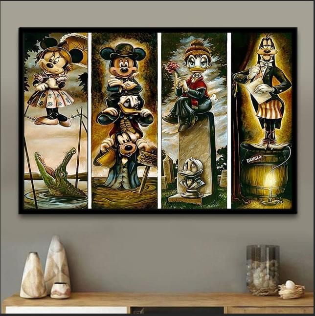 Minnie Mouse Mickey Mouse Daisy Duck Goofy Disney Home Living Room Wall Decor Horizontal Poster Canvas