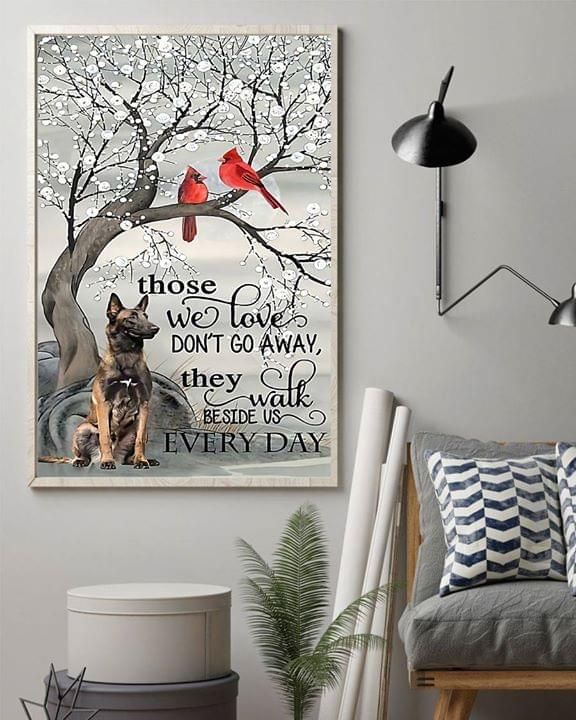 Cardinal and dog those we love don't go away they walk beside us every day Home Living Room Wall Decor Vertical Poster Canvas