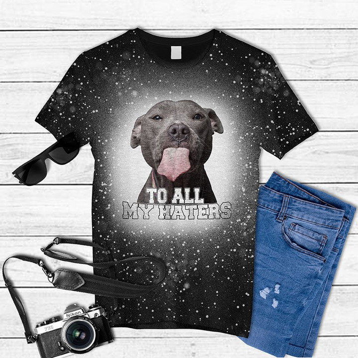 Pitbull To All My Haters Dog Lover Dog Mom Dog Dad Tie Dye Bleached T-shirt