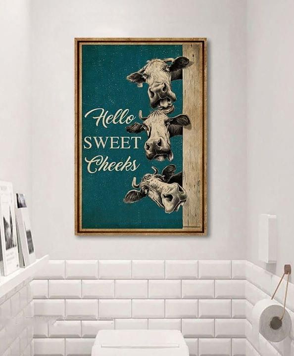Cow hello sweet cheeks Home Living Room Wall Decor Vertical Poster Canvas