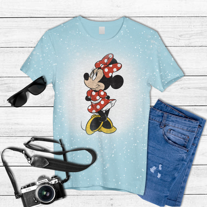 Disney Mickey And Friends Minnie Mouse Traditional Portrait Tie Dye Bleached T-shirt