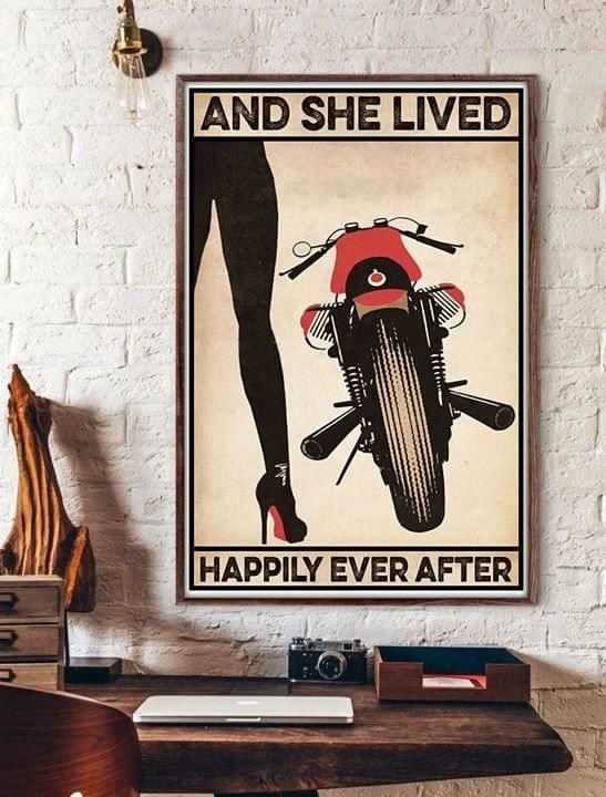 Motor and she lived happily ever after Home Living Room Wall Decor Vertical Poster Canvas