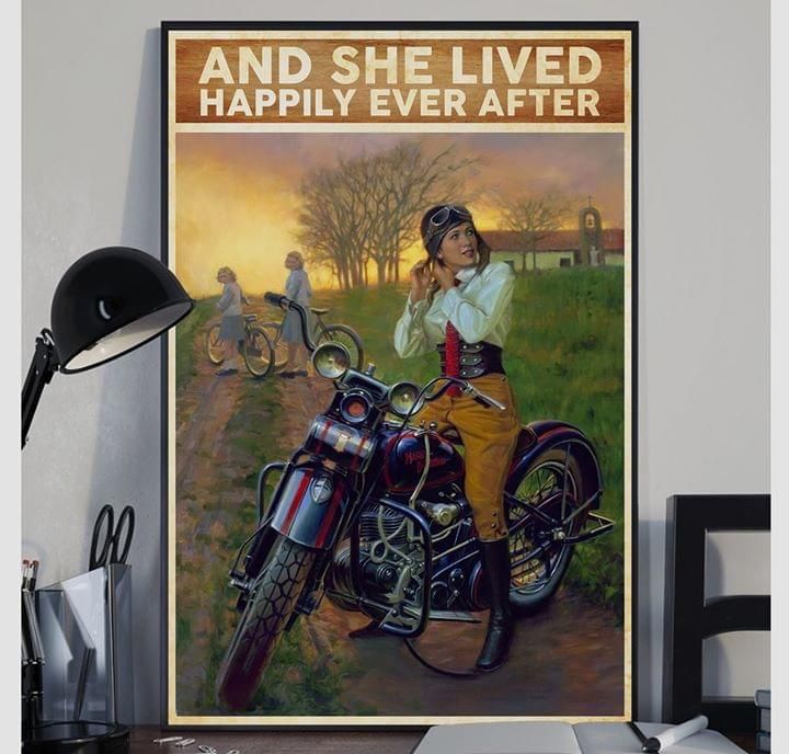 Motor girl and she lived happily ever after Home Living Room Wall Decor Vertical Poster Canvas